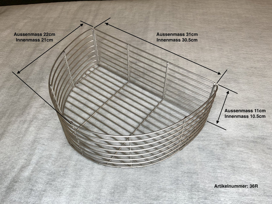 Halbrunder Edelstahl-Pflanzkorb 310 × 220 × 110 mm
