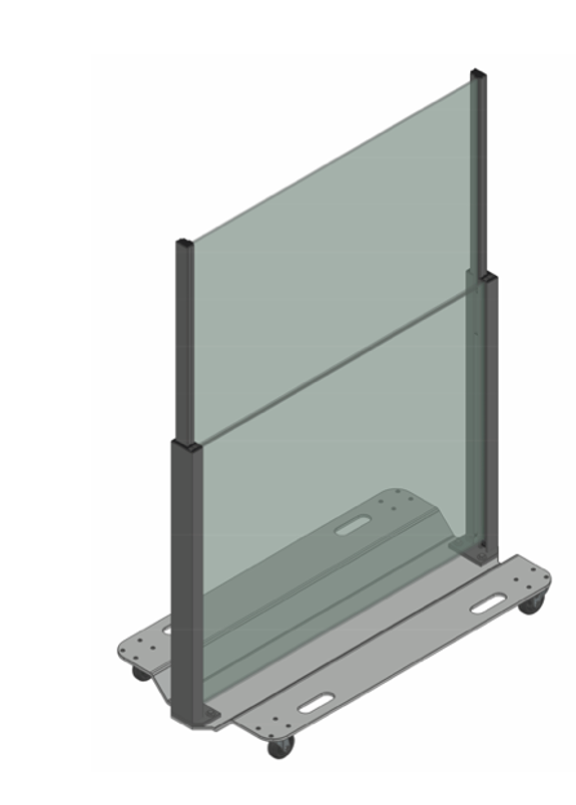 Mobiler SlideGlass Glas-Sichtschutz mit Schwerlastrollen