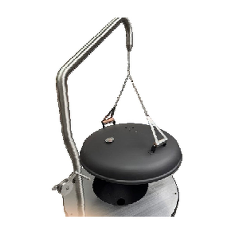 Backhauben-Halter am Grill-Galgen mit Kette und Karabiner