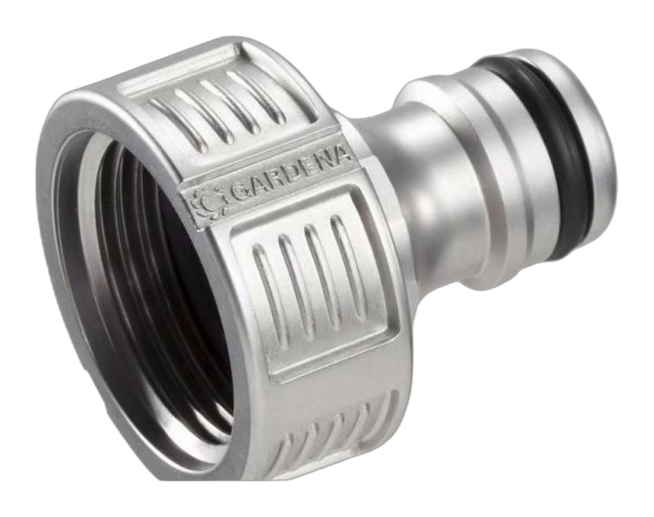 GARDENA® Adapter ¾ Zoll aus Aluminium, freigestellt