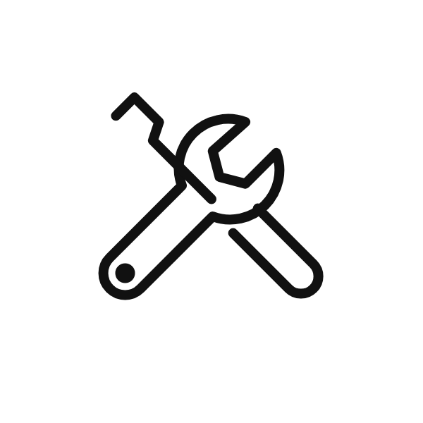 Aufbau- und Installationsservice – Symbol Werkzeug