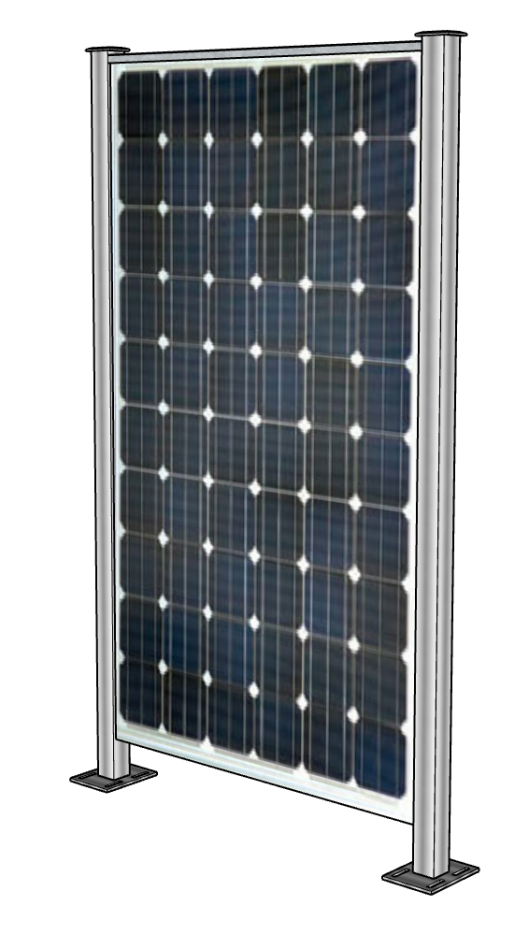Solar-Sichtschutz-Element mit Glas-Glas-Modul und Aluminiumpfosten